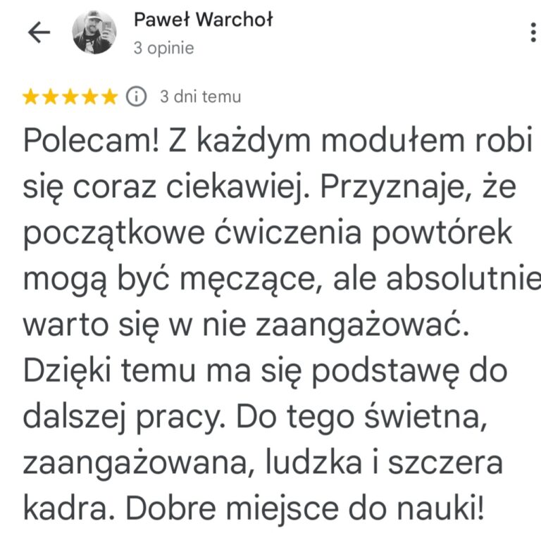 Opinia Pawła Warchoła o przyjaznych ćwiczeniach i zaangażowanej kadrze Laboratorium Meisnera