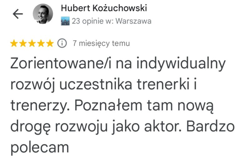 Opinia Huberta Kożuchowskiego o indywidualnym rozwoju aktora w Laboratorium Meisnera