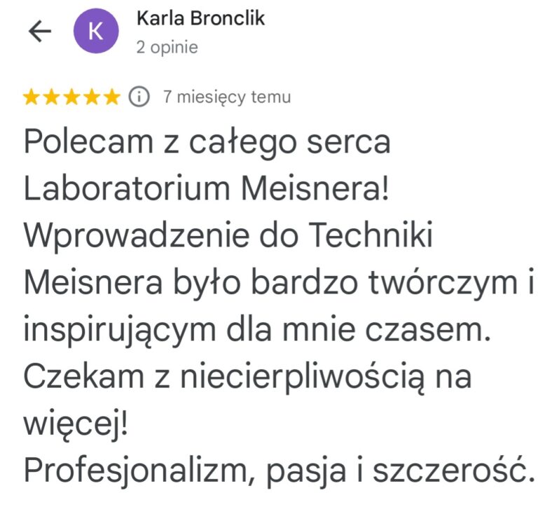 Opinia Karli Bronclik o twórczym i inspirującym Wprowadzeniu do Techniki Meisnera