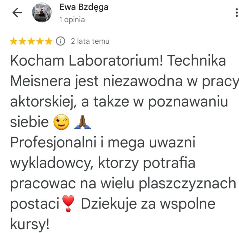 Opinia Ewy Brzegi o uważnej kadrze i poznawaniu siebie podczas kursów Laboratorium Meisnera