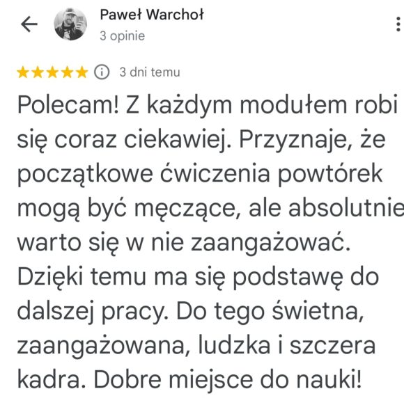 Opinia Pawła Warchoła o przyjaznych ćwiczeniach i zaangażowanej kadrze Laboratorium Meisnera