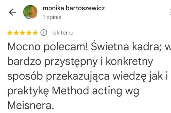 Opinia Moniki Bartoszewicz o kadrze i praktycznym przekazywaniu Techniki Meisnera
